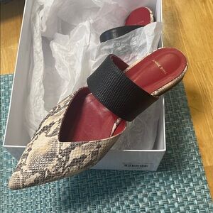 Anine Bing Snakeskin and Black Mules
